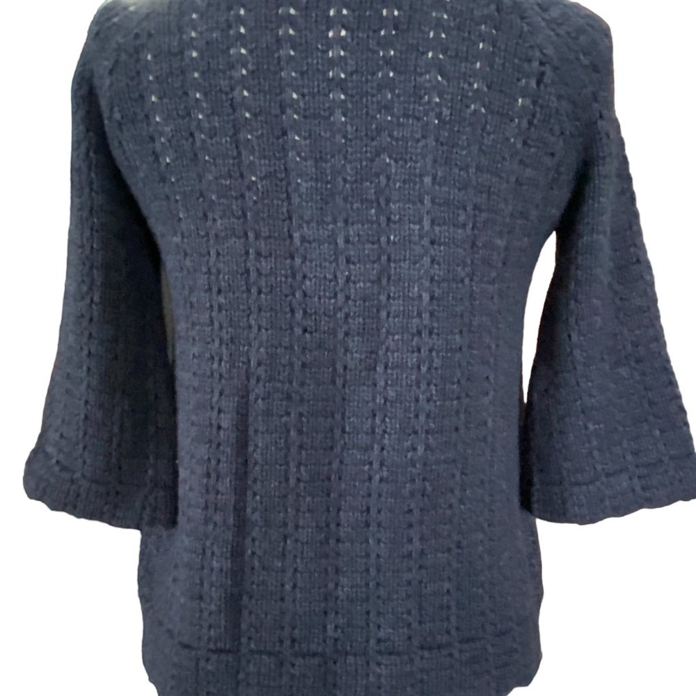 Twiggy Lambswool Pointelle Knit Cardigan Blue Coastal Cottagecore Quiet Luxury-S - Picture 12 of 16